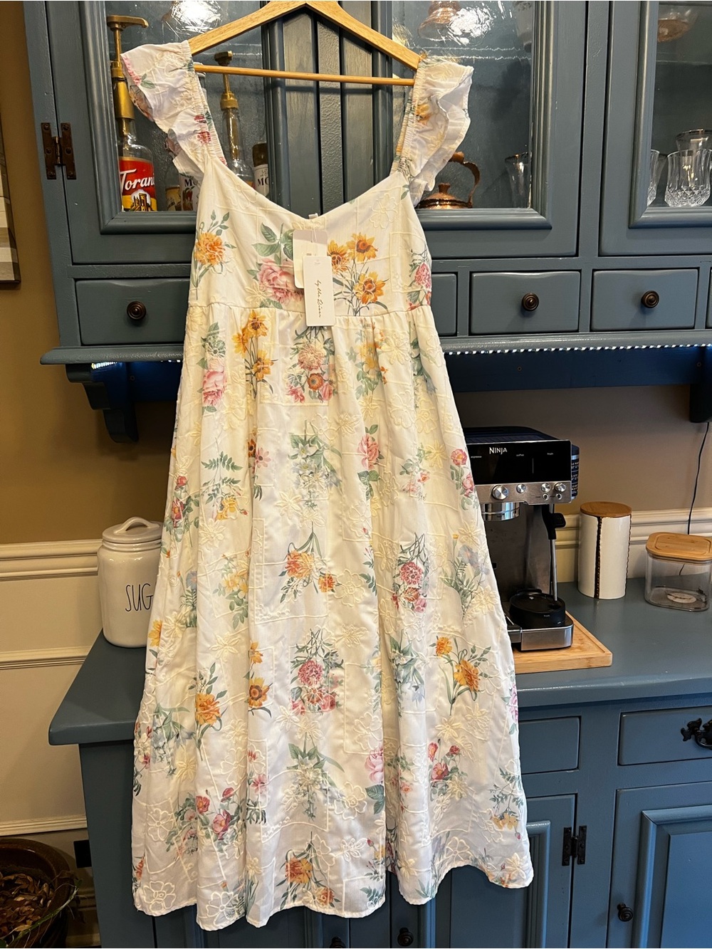 NWT Floral sundress with flutter straps.